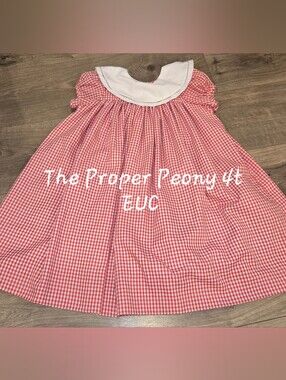 Red Gingham Kids Dress With White Collar
